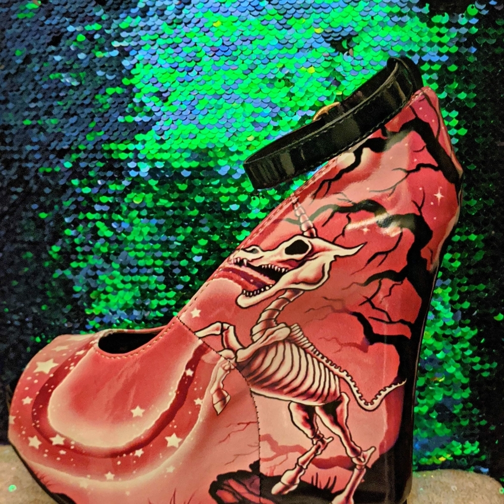 Too Fast Unicorn Goth Wedge Heels